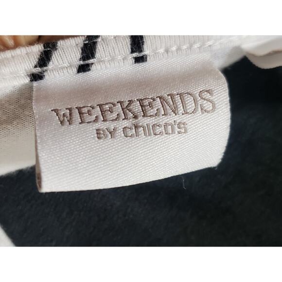 Weekends by Chico's T-Shirt Women Size 0/S Multicolor Geometric Print Cap Sleeve - Picture 3 of 14